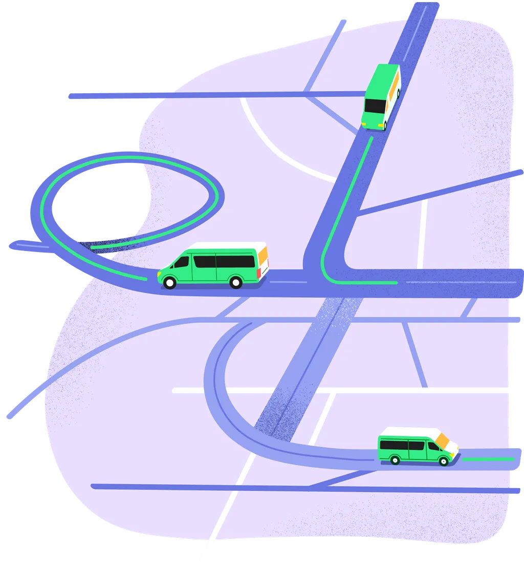Illustration of Swoop shuttles on a route map