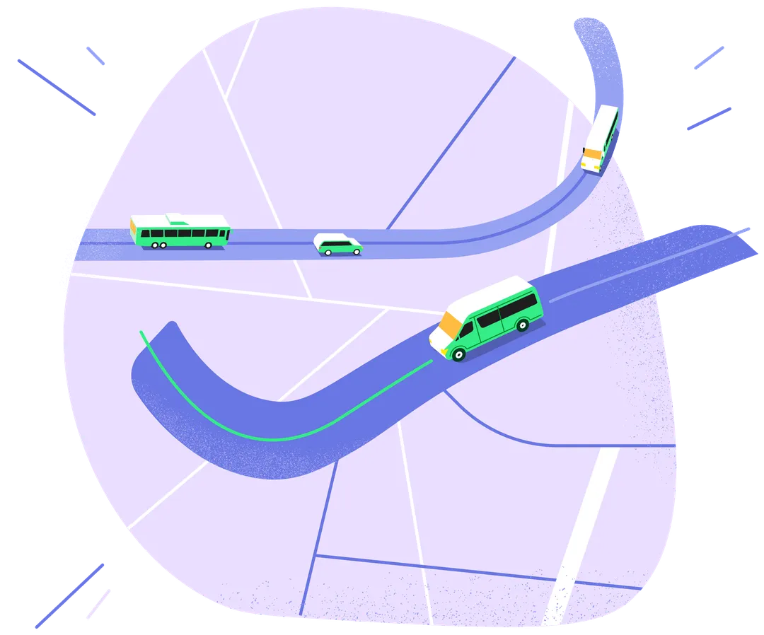 Illustration of Swoop shuttles on a route map