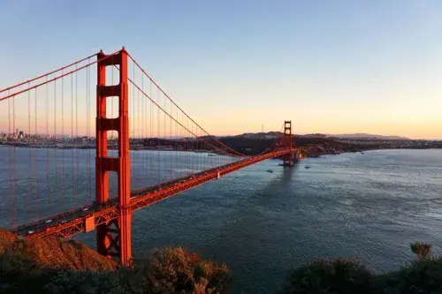 Golden Gate Bridge in San Francisco at sunset